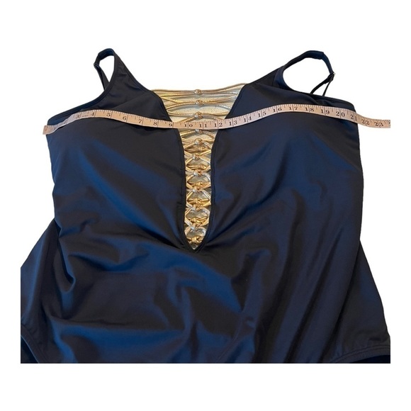 Bleu Rod Beattie Kore One Piece High Neck Lace Down Swimsuit Size 22W NEW - Picture 8 of 14